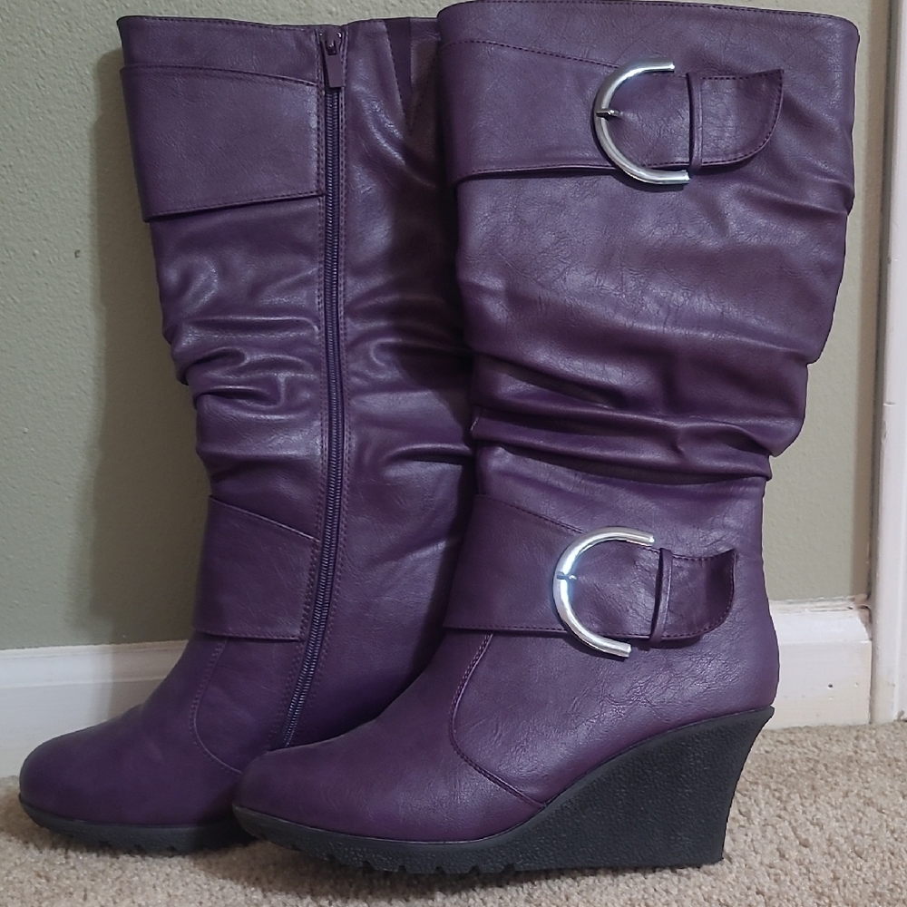 TOP Moda Purple Wedge Boots